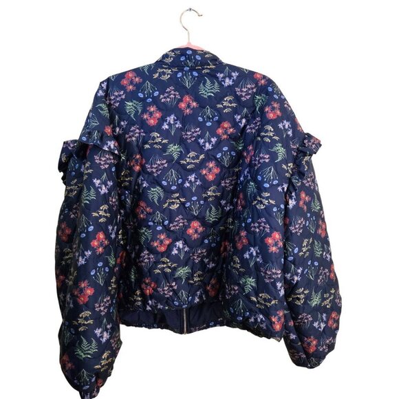 Eloquii Quilted Bomber Jacket NWOT Pressing Matters Blue Floral Size 26/28 - Picture 3 of 12